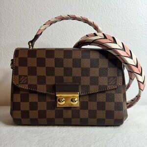 RARE Louis Vuitton Damier Ebene Braided Croisette Rose/pink interior